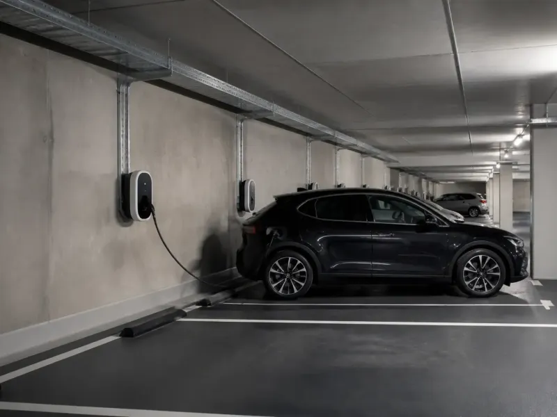 Places de parking souterrain de copropriété équipées de bornes de recharge